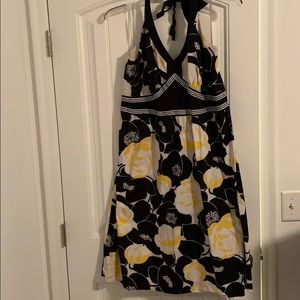 Black and Yellow halter Sun dress